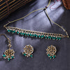 Sukkhi Traditional Gold Plated Reverse AD & Pearl Green Necklace Set for Women