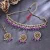 Sukkhi Glorious Gold Plated Reverse AD & Pearl Purple Necklace Set for Women