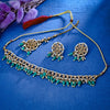 Sukkhi Classy Gold Plated Reverse AD & Pearl Green Necklace Set for Women