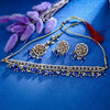 Sukkhi Ethnic Gold Plated Reverse AD & Pearl Navy Blue Necklace Set for Women