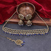 Sukkhi Trendy Gold Plated Reverse AD & Pearl Navy Blue Necklace Set for Women
