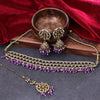 Sukkhi Glossy Gold Plated Reverse AD & Pearl Purple Necklace Set for Women