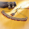 Sukkhi Glitzy Gold Plated Reverse AD & Pearl Red Necklace Set for Women