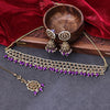 Sukkhi Exclusive Gold Plated Reverse AD & Pearl Purple Necklace Set for Women