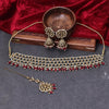 Sukkhi Ethnic Gold Plated Reverse AD & Pearl Red Necklace Set for Women