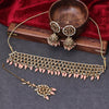 Sukkhi Amazing Gold Plated Reverse AD & Pearl Peach Necklace Set for Women