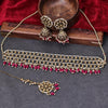 Sukkhi Lovely Gold Plated Reverse AD & Pearl Red Necklace Set for Women