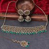 Sukkhi Sparkling Gold Plated Reverse AD & Pearl Green Necklace Set for Women