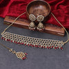 Sukkhi Elegant Gold Plated Reverse AD & Pearl Maroon Necklace Set for Women