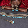 Sukkhi Exclusive Gold Plated Reverse AD & Pearl Blue Necklace Set for Women