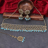 Sukkhi Fabulous Gold Plated Reverse AD & Pearl Blue Necklace Set for Women