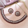 Sukkhi Traditional Gold Plated Reverse AD & Pearl Maroon Necklace Set for Women