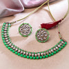 Sukkhi Elegant Gold Plated Reverse AD & Pearl Green Necklace Set for Women