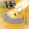 Sukkhi Incrediable Gold Plated Kundan & Pearl Aqua Necklace Set for Women