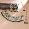 Sukkhi Glossy Gold Plated Kundan & Pearl Green Necklace Set for Women
