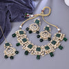 Sukkhi Delicate Gold Plated Kundan & Pearl Green Necklace Set for Women