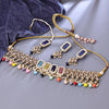 Sukkhi Delightful Gold Plated Reverse AD & Pearl Multi Necklace Set for Women