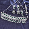 Sukkhi Amazing Rhodium Plated Reverse AD & Pearl Green Necklace Set for Women