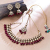 Sukkhi Trendy Gold Plated Reverse AD & Pearl Maroon Necklace Set for Women