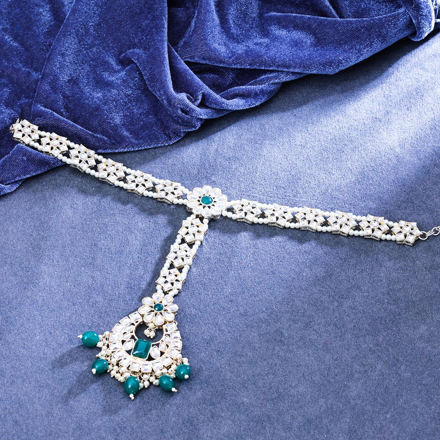 Sukkhi Lovely Gold Plated Kundan & Pearl Golden Matha Patti for Women