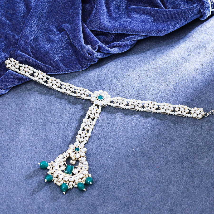 Sukkhi Lovely Gold Plated Kundan & Pearl Golden Matha Patti for Women