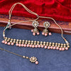 Sukkhi Delicate Gold Plated Reverse AD & Pearl Peach Necklace Set for Women