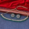 Sukkhi Designer Gold Plated Reverse AD & Pearl Green Necklace Set for Women