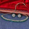 Sukkhi Traditional Gold Plated Reverse AD & Pearl Green Necklace Set for Women