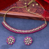 Sukkhi Elegant Gold Plated Reverse AD & Pearl Pink Necklace Set for Women