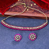 Sukkhi Modern Gold Plated Reverse AD & Pearl Pink Necklace Set for Women