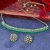 Sukkhi Adorable Gold Plated Reverse AD & Pearl Green Necklace Set for Women