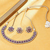 Sukkhi Gold Plated Purple Reverse AD & Pearl Choker Necklace Set for Women