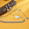 Sukkhi Rhodium Plated Purple Reverse AD & Pearl Choker Necklace Set for Women