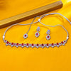 Sukkhi Rhodium Plated Red Reverse AD & Pearl Choker Necklace Set for Women