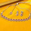 Sukkhi Rhodium Plated Orange Reverse AD & Pearl Choker Necklace Set for Women