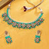 Sukkhi Gold Plated Green Reverse AD & Pearl Choker Necklace Set for Women