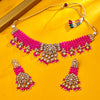 Sukkhi Gold Plated Pink Reverse AD & Pearl Choker Necklace Set for Women