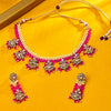 Sukkhi Gold Plated Pink Reverse AD & Pearl Choker Necklace Set for Women