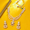 Sukkhi Gold Plated Golden Reverse AD & Pearl Long Necklace Set for Women