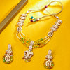 Sukkhi Gold Plated Golden Reverse AD & Pearl Long Necklace Set for Women