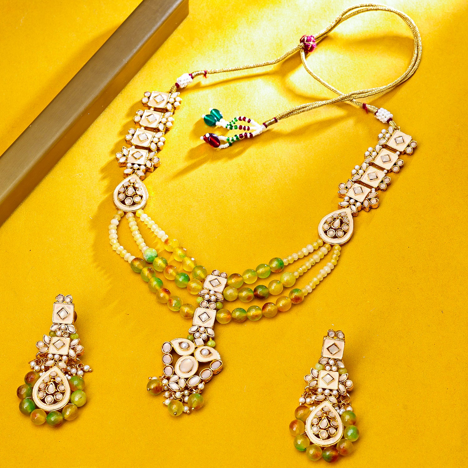 Buy Traditional Wedding Jewellery Four Line Governor Malai Style Gold  Plated Long Haram Online