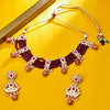 Sukkhi Gold Plated Maroon Reverse AD & Pearl Choker Necklace Set for Women