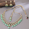 Sukkhi Gold Plated Green Kundan & Pearl Choker Necklace Set for Women