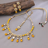 Sukkhi Gold Plated Yellow Kundan & Pearl Choker Necklace Set for Women