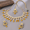 Sukkhi Gold Plated Yellow Kundan & Pearl Choker Necklace Set for Women