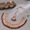 Sukkhi Gold Plated Maroon Kundan & Pearl Choker Necklace Set for Women