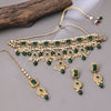 Sukkhi Gold Plated Green Kundan & Pearl Choker Necklace Set for Women