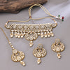 Sukkhi Gold Plated Golden Kundan & Pearl Choker Necklace Set for Women