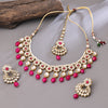 Sukkhi Gold Plated Pink Kundan & Pearl Choker Necklace Set for Women