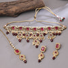 Sukkhi Gold Plated Maroon Kundan & Pearl Choker Necklace Set for Women